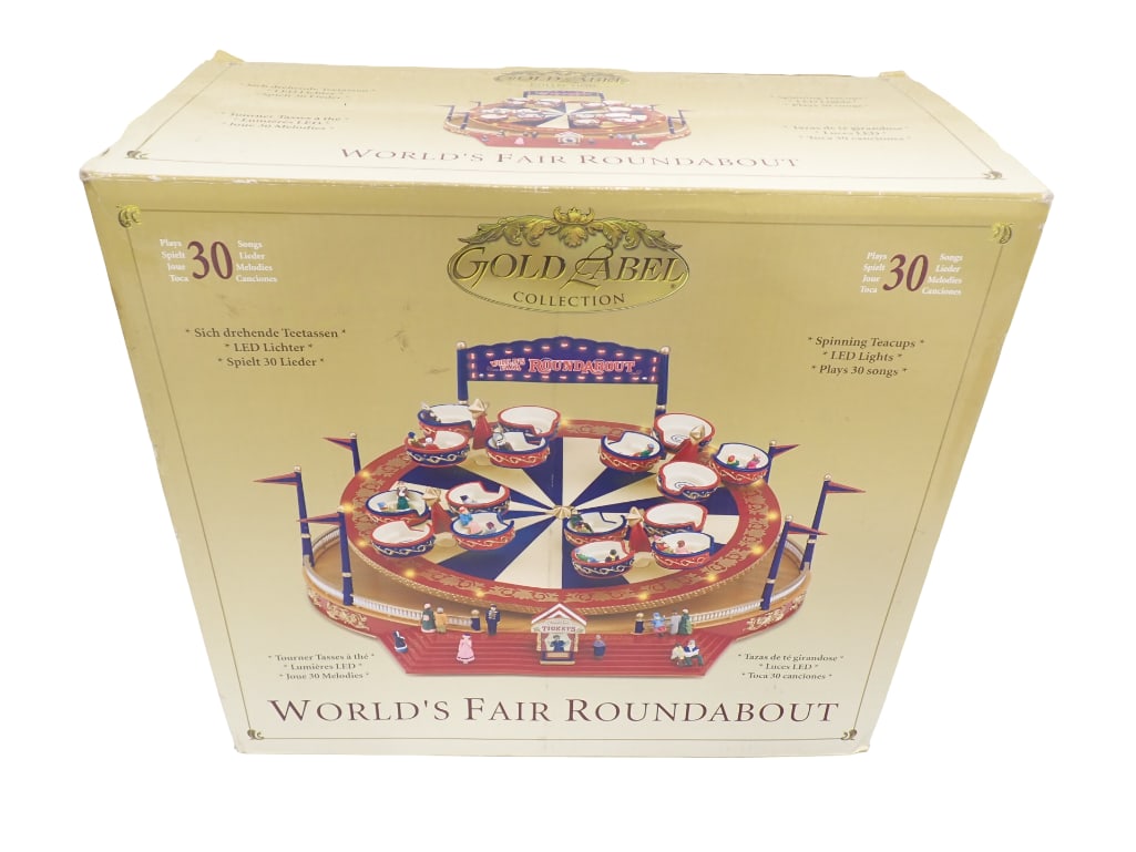 Gold Label Collection World's Fair Roundabout Animated Carnival Ride Music Box Plays 30 Songs New in (1 of 6)