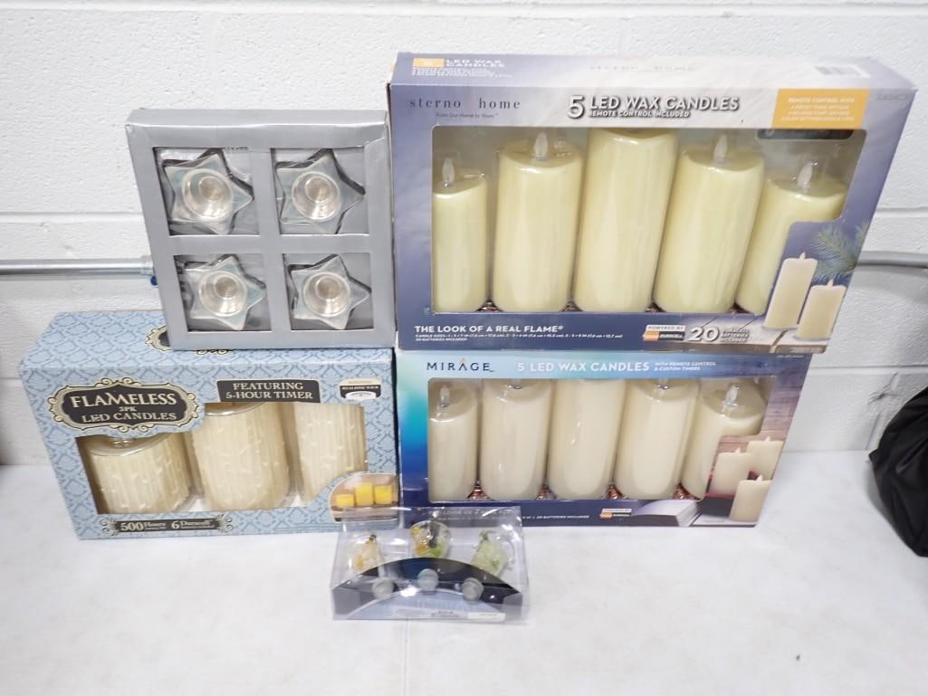 Flameless LED Candles, Candle Holders, Etc New in Package: Flameless LED Candles, Candle Holders, Etc New in Package All pictures are considered part of the description and should be examined carefully by bidders. Live Auctioneers is now offering Live Shippin