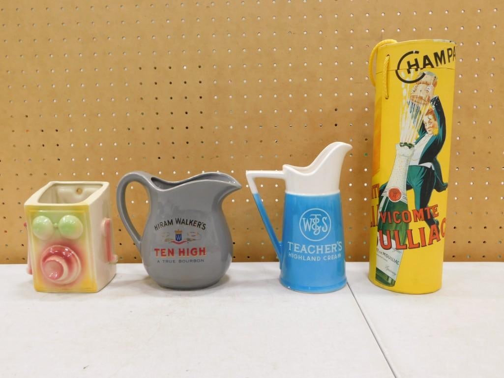 Vintage Shawnee Pottery Phone Shaped Wall Pocket, 2 Bar Pitchers, (1 of 7)