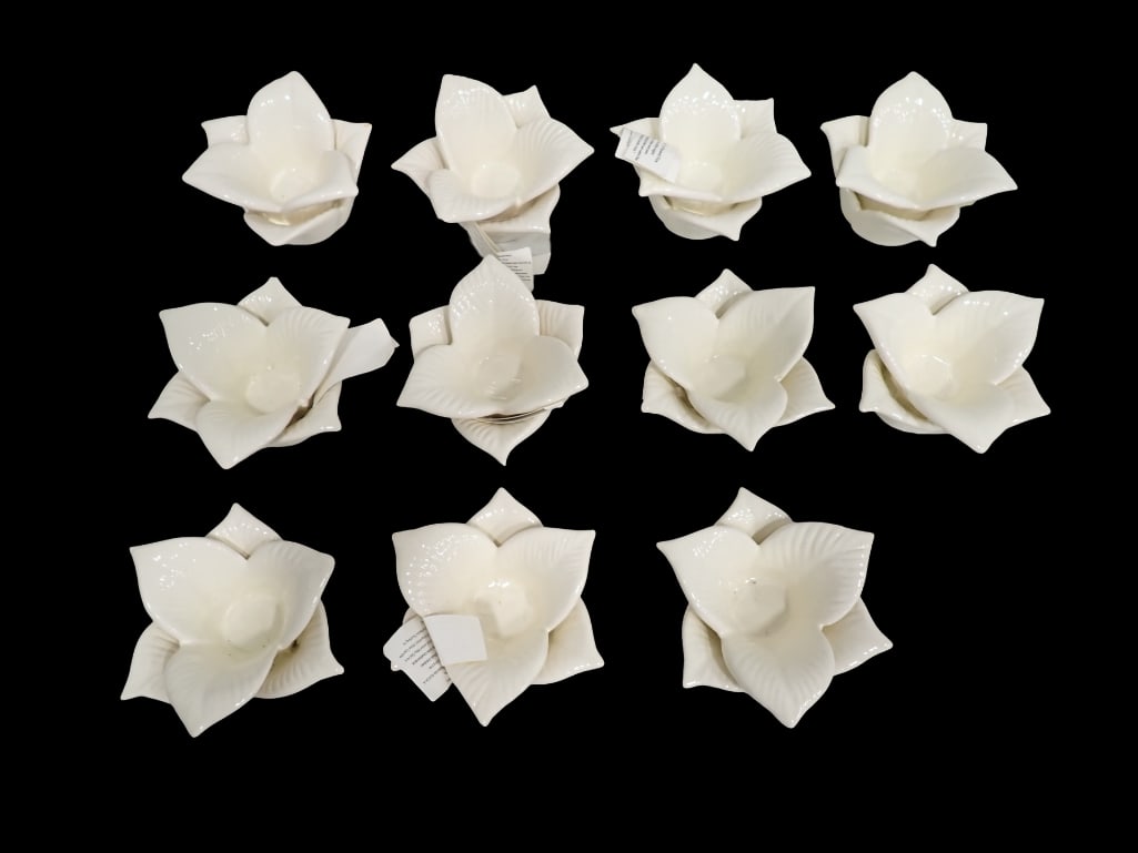 11 Porcelain Flower Shaped Candle Holders (1 of 6)