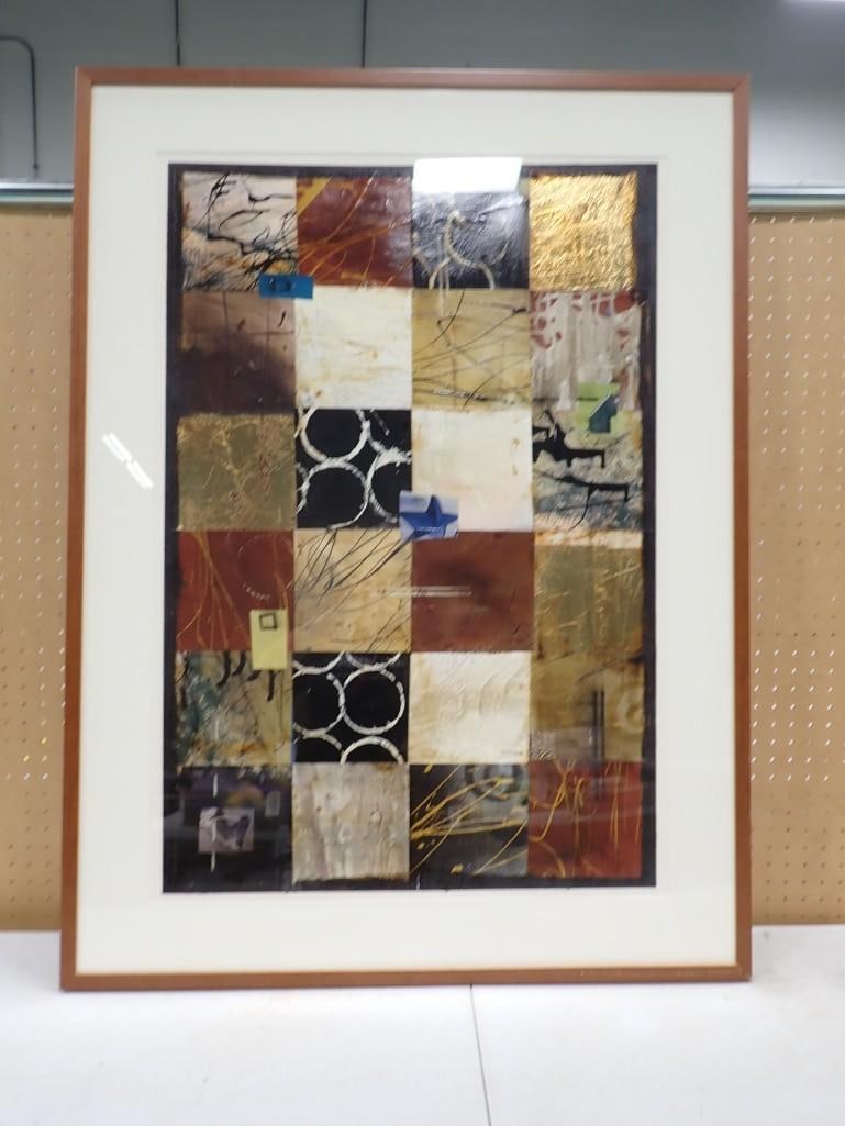 Framed Mixed Media Abstract - Measures roughly 33x43" (1 of 7)