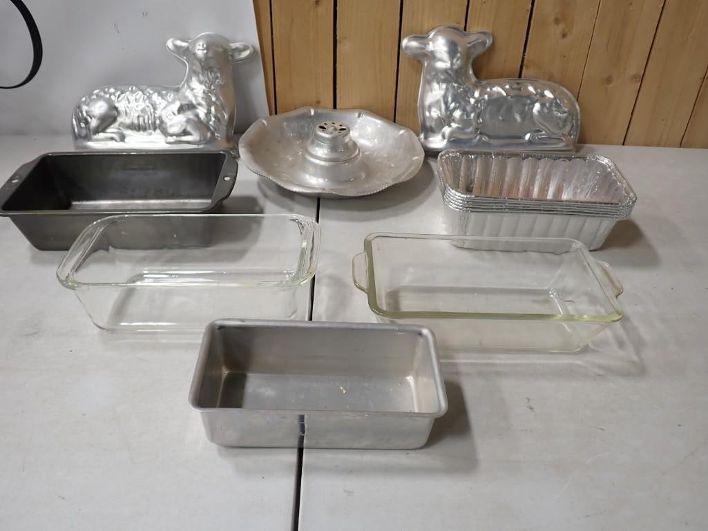 Aluminum Easter Lamb Mold, Bread Pans, Nut Bowl, etc. (1 of 9)