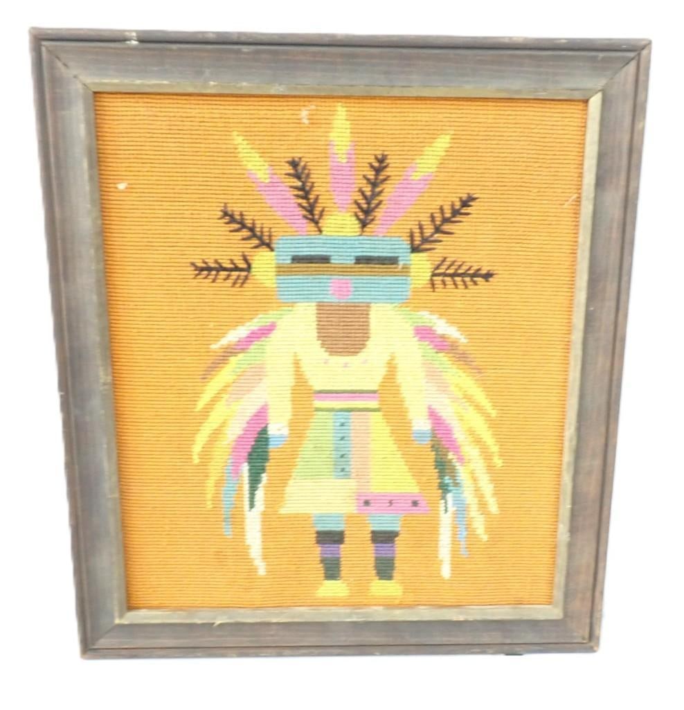 Framed Native American Embroidery Art - Roughly 14x17": Framed Native American Embroidery Art - Roughly 14x17" All pictures are considered part of the description and should be examined carefully by bidders. Live Auctioneers is now offering Live Shippi
