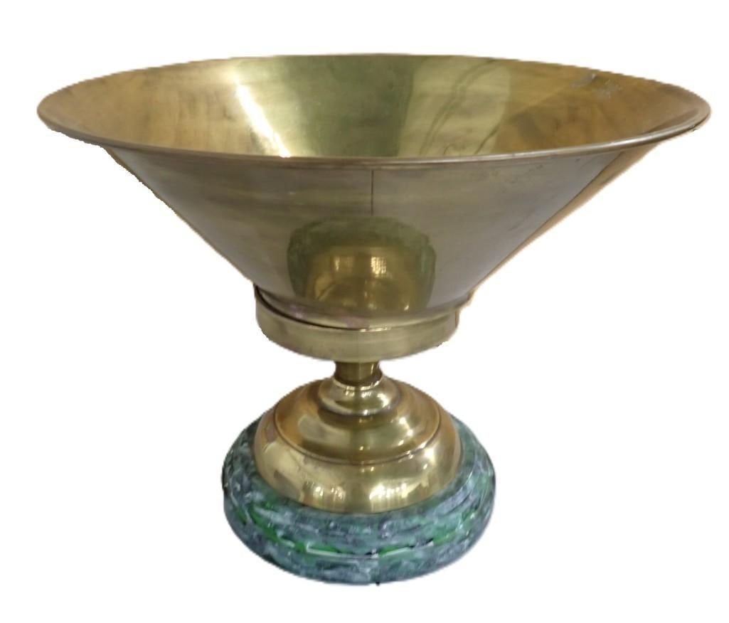 Vintage Brass Pedestal Bowl with Green Marble Base (1 of 5)