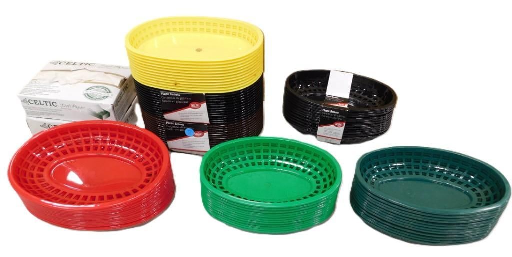 Large Lot of Plastic Restaurant Baskets, plus Deli Paper for Food Handling (1 of 8)