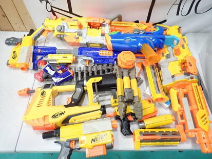 Lot of Nerf Guns, Accessories, Etc: Lot of Nerf Guns, Accessories, Etc&#160; Condition:&#160; includes everything that you see in the pictures  NO COA or Paperwork The consignor worked on multiple movies and TV shows and this lot may ha