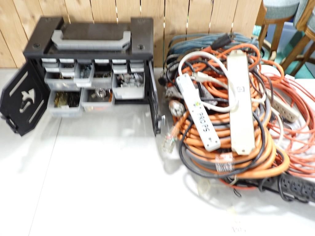 Hardware Lot incl Extension Cords, Power Strips, Hardware, Case with Drawers, Etc (1 of 6)