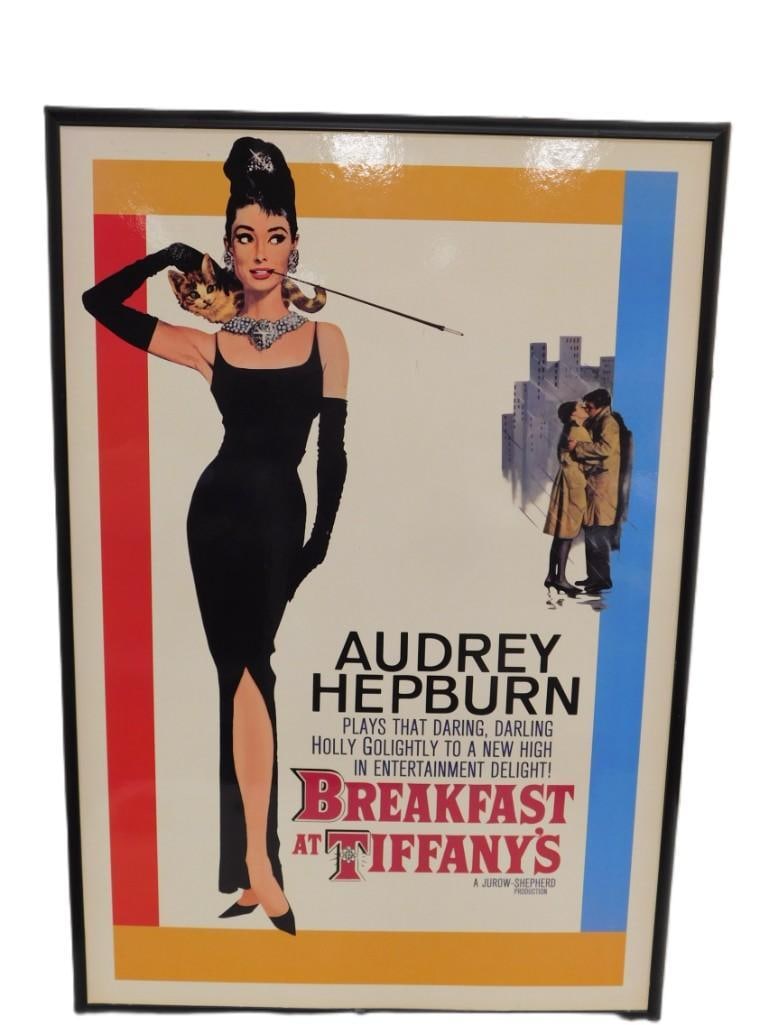 Framed Audrey Hepburn Breakfast at Tiffany's Movie Poster Reproduction - Measures roughly 26x37" (1 of 6)