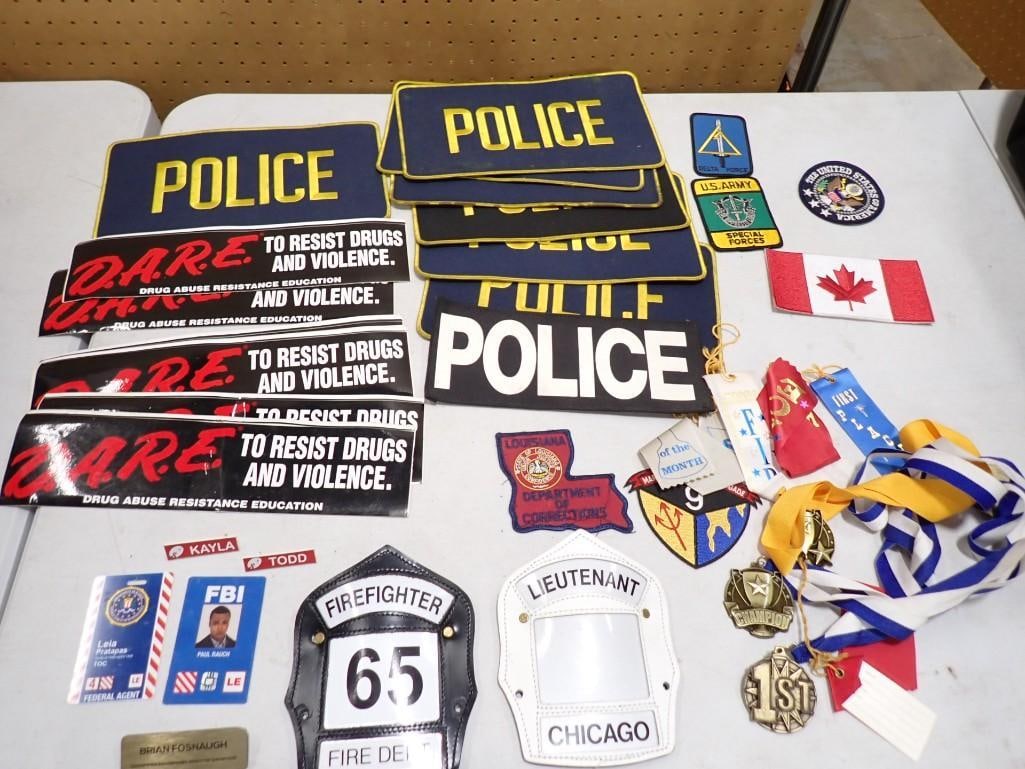 Police and Other Embroidered Patches, Firefighter Fire Dept Helmet Shield, Name Tags, Medals, Etc (1 of 8)