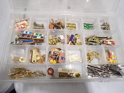 Pins, Tie Bars, Etc incl US Flags, Military, etc Movie or TV Props: Lot of Pins, Tie Bars, Etc incl US Flags, Military, etc Movie or TV Props  NO COA or Paperwork The consignor worked on multiple movies and TV shows and this lot may have been in any of the following: