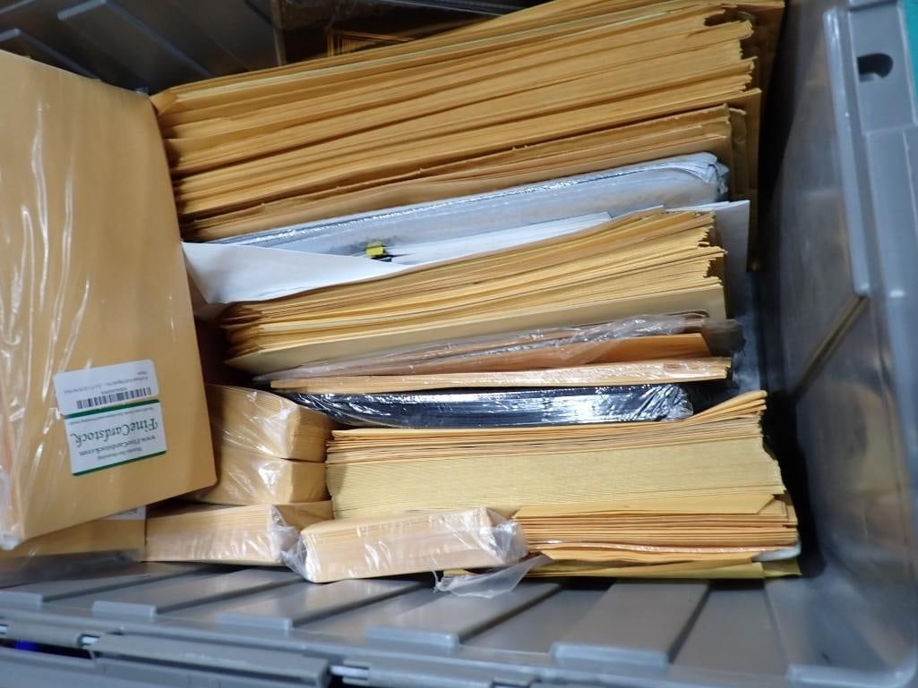 Large Bin full of envelopes, Card Stock, Folders, etc. (1 of 2)