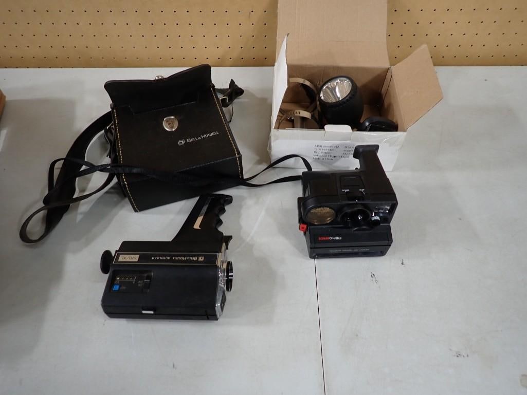 Camera Lot including Bell & Howell 8mm, Polaroid Sonar OneStep, accessories: Camera Lot including Bell & Howell 8mm, Polaroid Sonar OneStep, accessories.Camera Lot including Bell & Howell 8mm, Polaroid Sonar OneStep, accessories May have been used in Movies and/or TV S