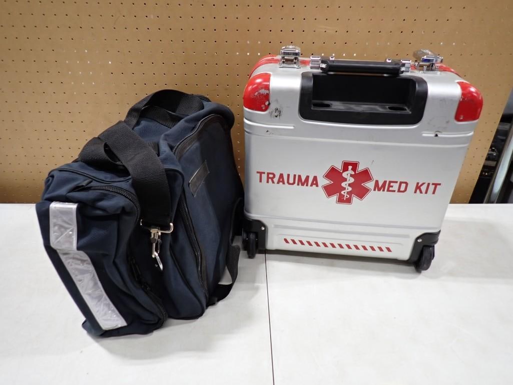 TV or Movie Props Trauma Med Kit with Some Medical Supplies Insice and a Canvas Divided Duffle: TV or Movie Props Trauma Med Kit with Some Medical Supplies Insice and a Canvas Divided Duffle Bag NO COA or Paperwork The consignor worked on multiple movies and TV shows and this lot may have been