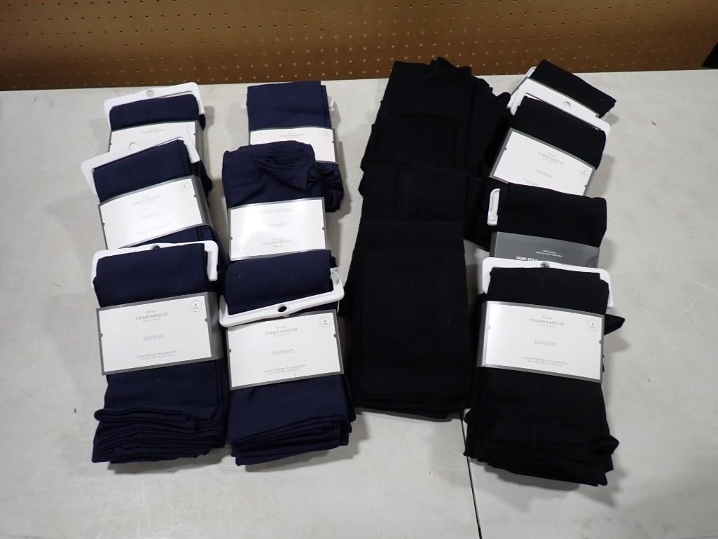 Lot of Cloth Napkins Mostly Threshold New with Tags Movie or TV Props Some Black, Some Navy Blue: Lot of Cloth Napkins Mostly Threshold New with Tags Movie or TV Props Some Black, Some Navy Blue NO COA or Paperwork The consignor worked on multiple movies and TV shows and this lot may have been in