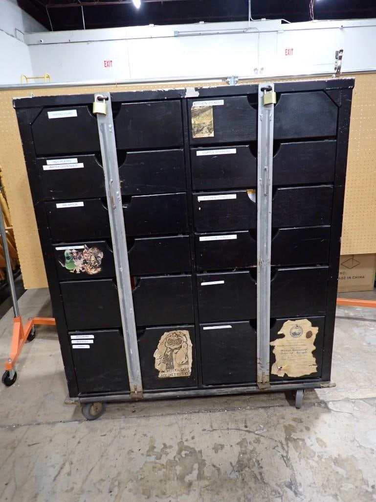 Vintage Airline Food Cart with Drawers Locked and We Can't Get it Open, Has Items Inside: Vintage Airline Food Cart with Drawers Locked and We Can't Get it Open, Has Items Inside NO COA or Paperwork The consignor worked on multiple movies and TV shows and this lot may have been in any