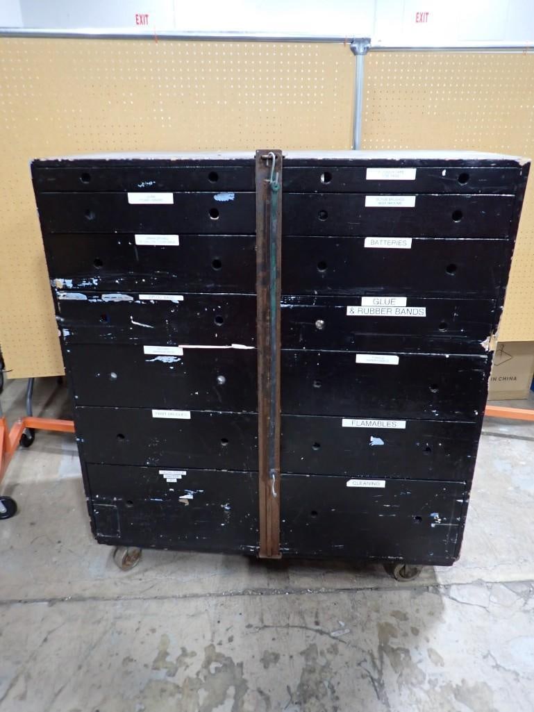 Rolling Cabinet with Wheels with Lighters, Office Supplies, Whisk Brooms, Etc (1 of 14)