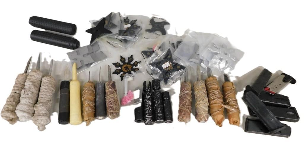 Lot of assorted Movie or TV Show Prop Weapons including Shivs, Throwing Stars, etc. (1 of 9)