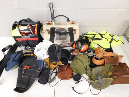 Lot of assorted Bags and Ear Protection, Construction accessories, etc.  Some likely used in Movies: Lot of assorted Bags and Ear Protection, Construction accessories, etc. Some likely used in Movies and / or TV Shows NO COA or Paperwork The consignor worked on multiple movies and TV shows and this m
