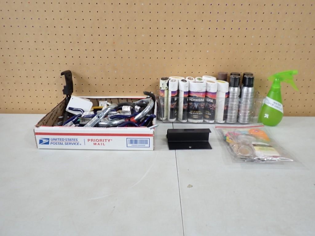 Lot of Ceiling/Wall Hooks, Schmere powders for making stains, plus some tags for labeling: Lot of Ceiling/Wall Hooks, Schmere powders for making stains, plus some tags for labeling May have been used in Movies and/or TV Shows as Props NO COA or Paperwork The consignor worked on multiple mov