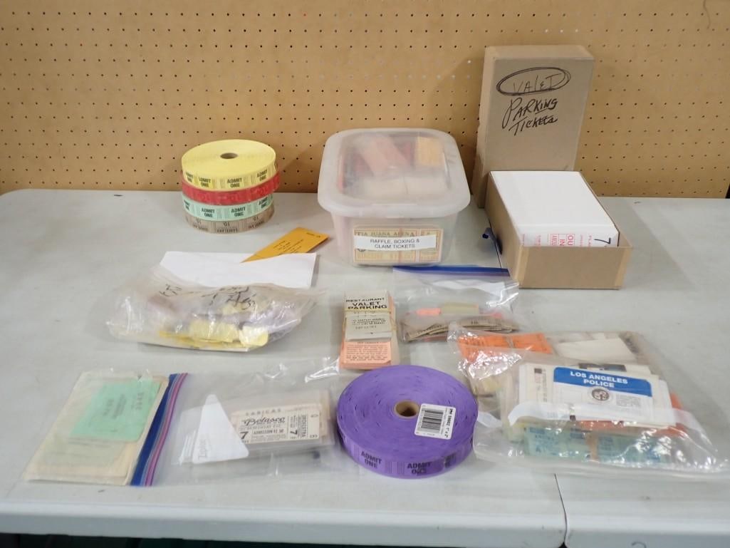 Lot of assorted Tickets including Valet Parking, Raffle, Parking, Claim Tickets, etc. (1 of 12)
