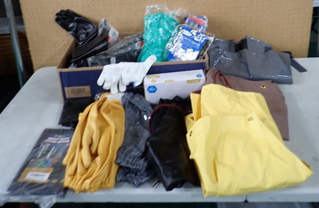 Lot of assorted Vinyl Gloves, Apron, PPE, Heavy Duty, etc.: Lot of assorted Vinyl Gloves, Apron, PPE, Heavy Duty, etc. May have been used in Movies and/or TV Shows as Props NO COA or Paperwork The consignor worked on multiple movies and TV shows and this movie