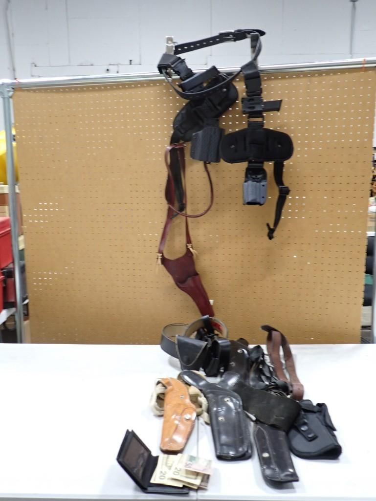 Lot of assorted Gun Holsters likely used as movie or TV Show Props: Lot of assorted Gun Holsters likely used as movie or TV Show Props May have been used in Movies and/or TV Shows as Props NO COA or Paperwork The consignor worked on multiple movies and TV shows and th