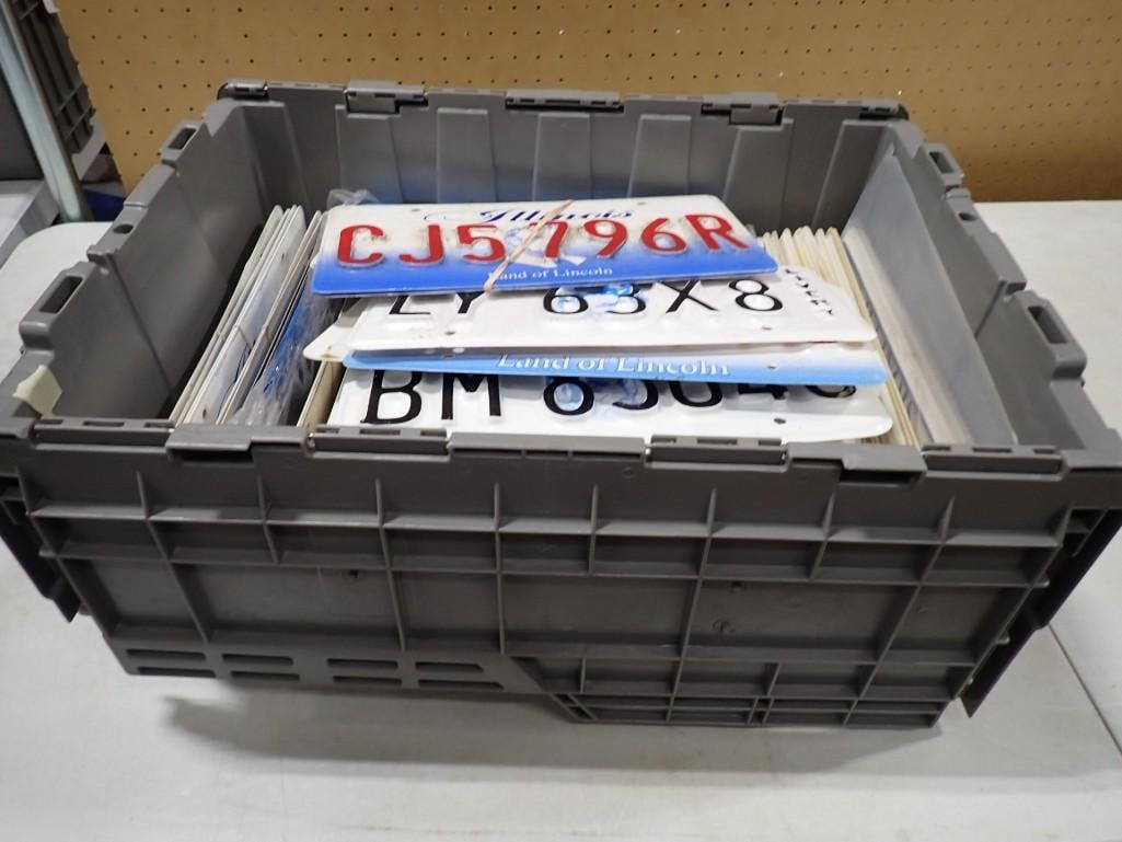 Large Bin full of Assorted TV / Movie Set Prop License Plates - Mostly Illinois (1 of 8)
