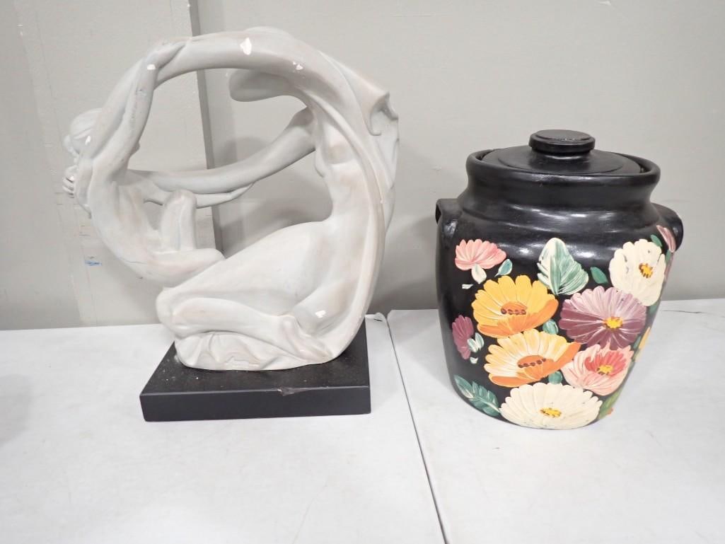 Austin Productions Sculpture and a Hand Painted Floral Cookie Jar (1 of 17)