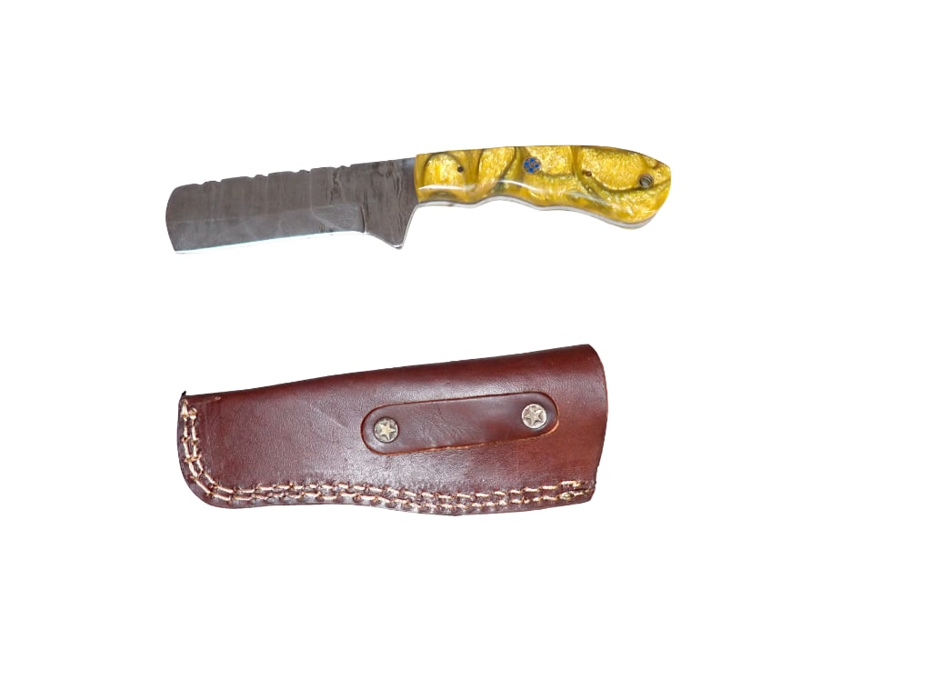 Fixed Blade Knife with Leather Sheath 8.5" tip of blade to end of handle (1 of 8)