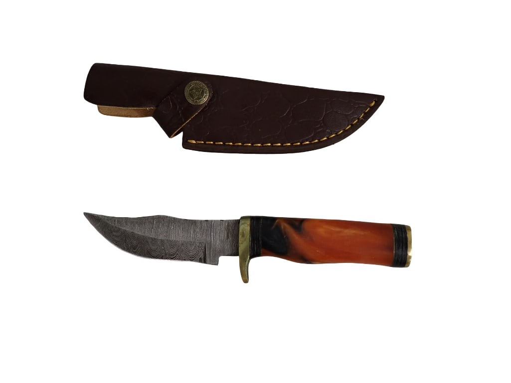 Fixed Blade Knife with Leather Sheath 8" tip of blade to end of handle (1 of 9)