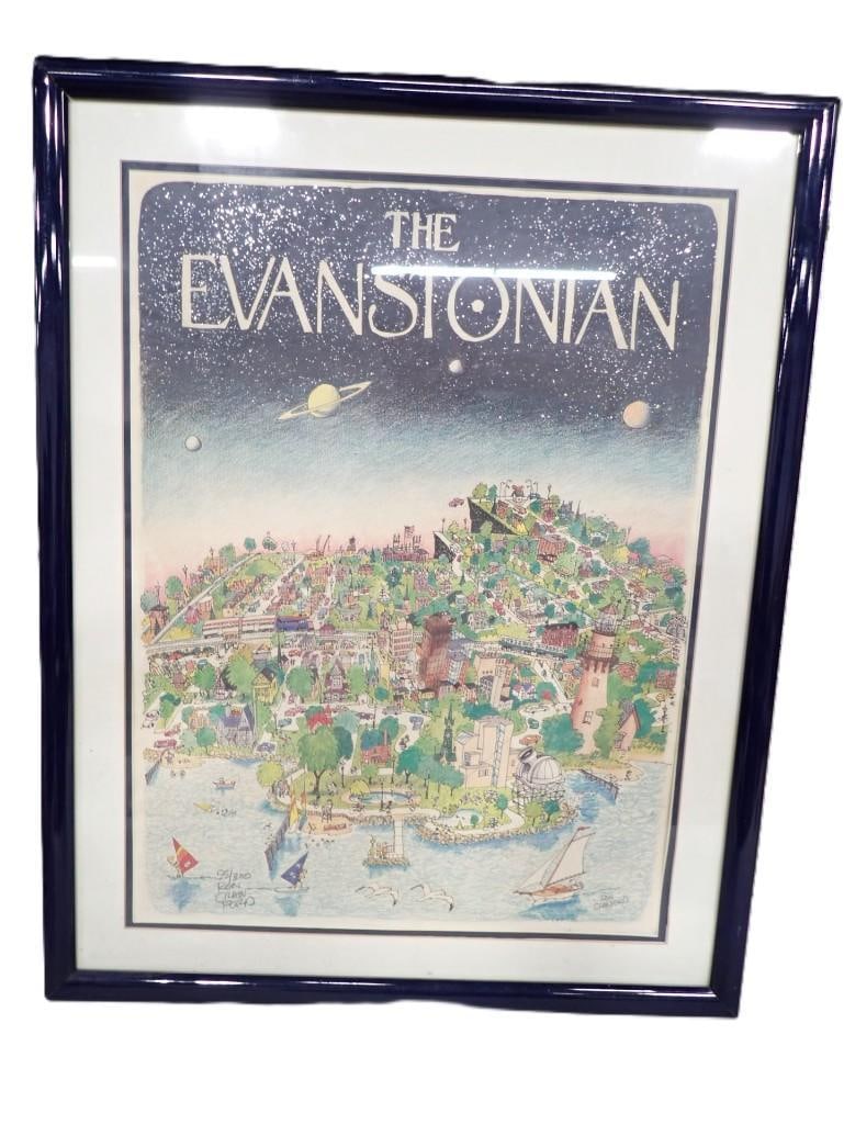 Ron Crawford Signed and Numbered 55/300 The Evanstonian Framed Print - measures roughly 29x23" (1 of 5)