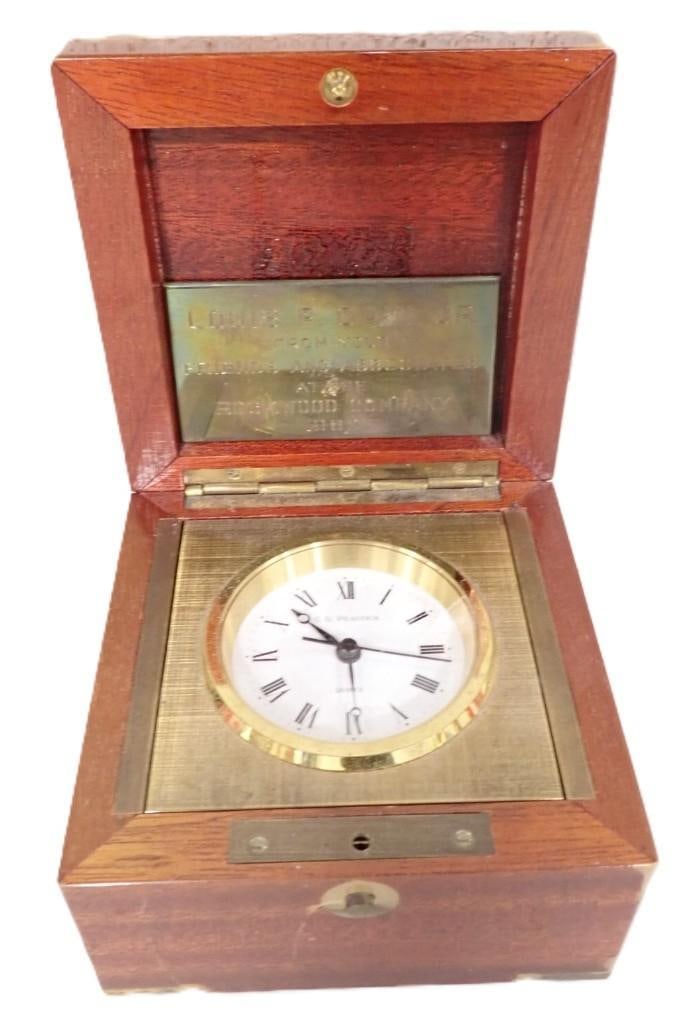 Vintage C.D. Peacock Marine Style Desk Clock with engraved plaque (1 of 7)
