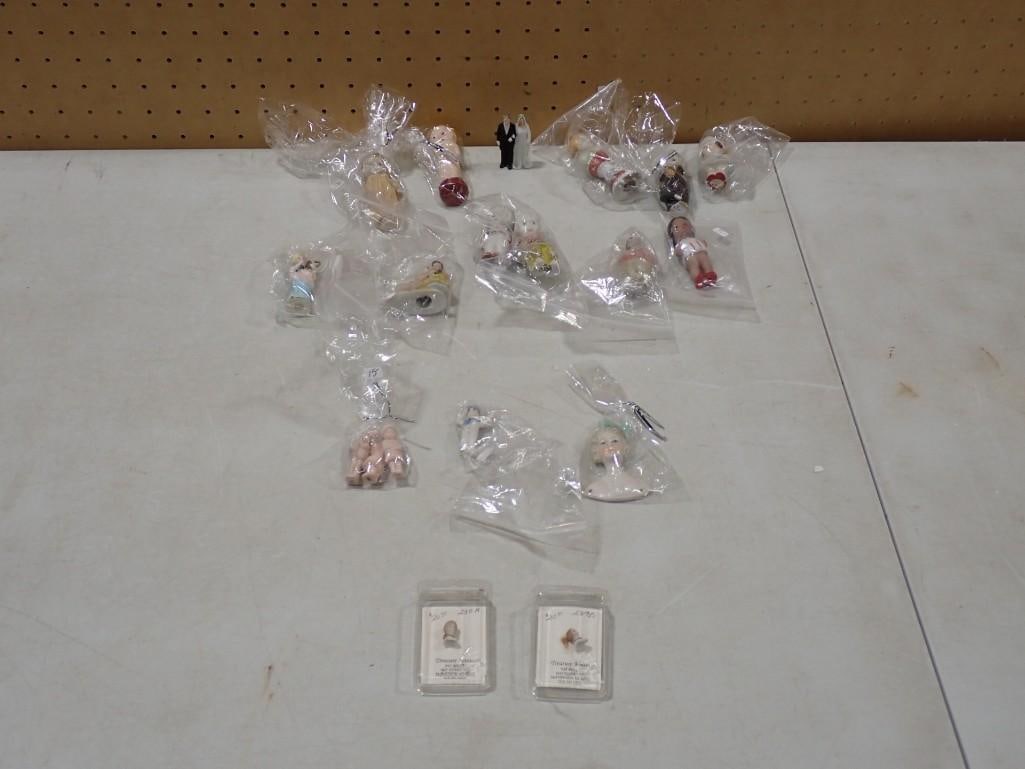 Vintage/Antique Mini Frozen Charolette Type Dolls, Bride & Groom, Tiny Heads, Sailor, Sitting Dolls, (1 of 9)