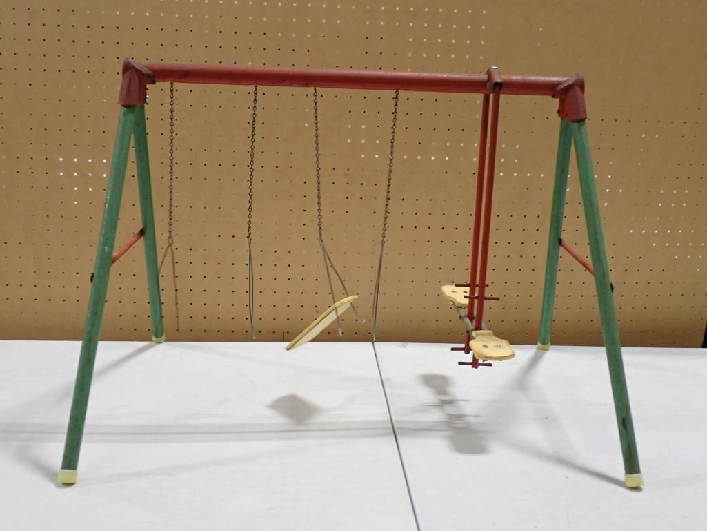 Vintage Wood and Metal Swingset for dolls Gym Dandy - measures roughly 27x18x18" (1 of 7)