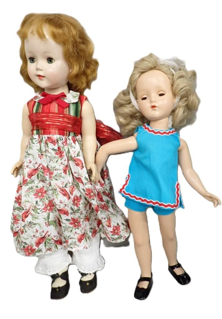 Two 1950's/60's Dolls - American Character 23" Plastic Walker and 20" Unmarked Hard Plastic Doll (1 of 5)