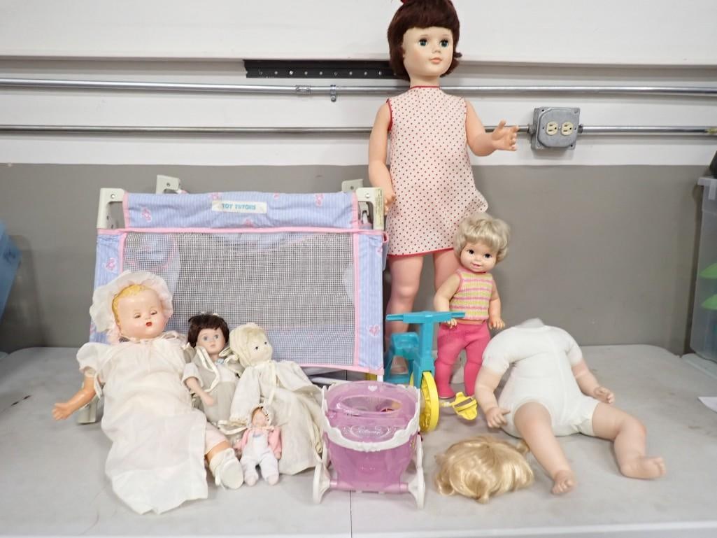 Misc Dolls Lot incl Vtg Eegee Walker Doll, Compo Baby Doll, Porcelain, Cloth, Dolls, Doll Parts, Cas (1 of 15)