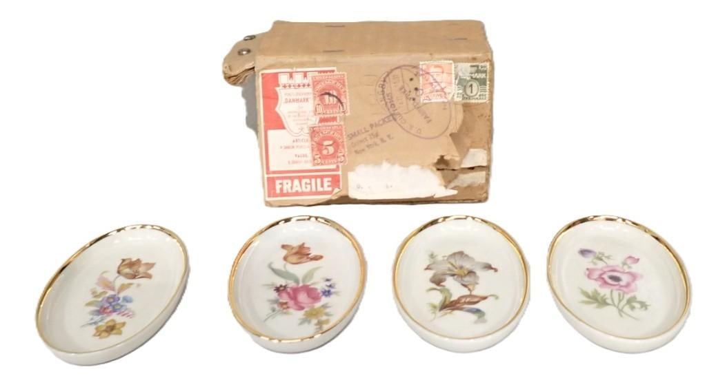 Set of 4 Denmark Porcelain Gold Rimmed Plates (1 of 8)