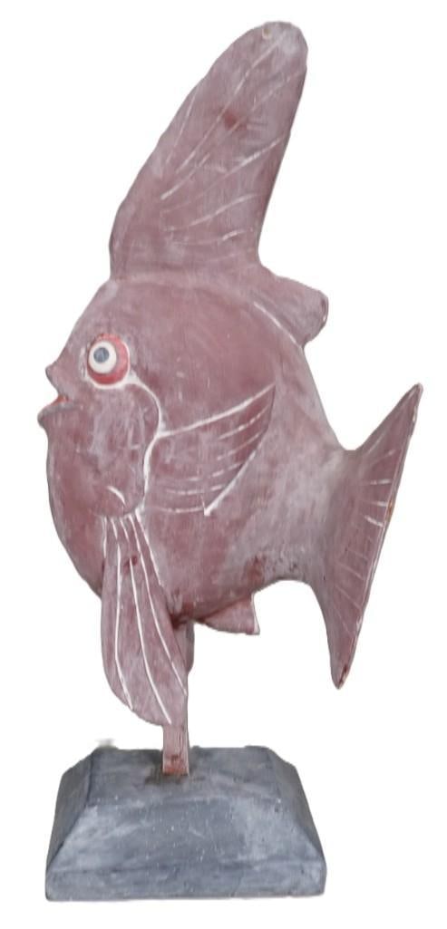 Quirky Fish Sculpture Hand Painted Initialed D.F. (1 of 8)