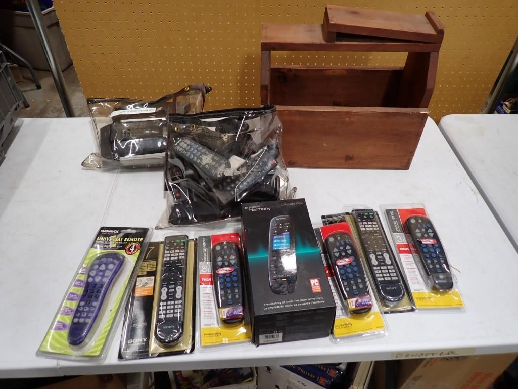 Large Lot of Remote Controls incl Some New in Package and a Wood Show Shine Box (1 of 6)