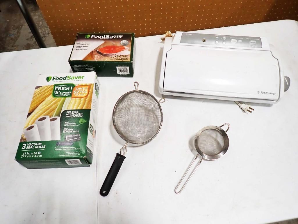 Kitchen Items incl Food Saver Sealer, Vacuum Seal Rolls, Strainers (1 of 5)