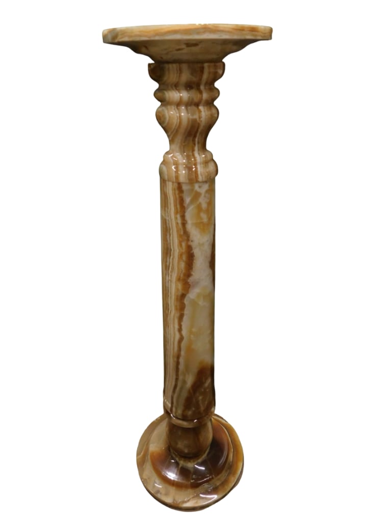 Carved Onyx Stone Pillar or Column Display Stand or Plant Stand 37" Tall (1 of 9)