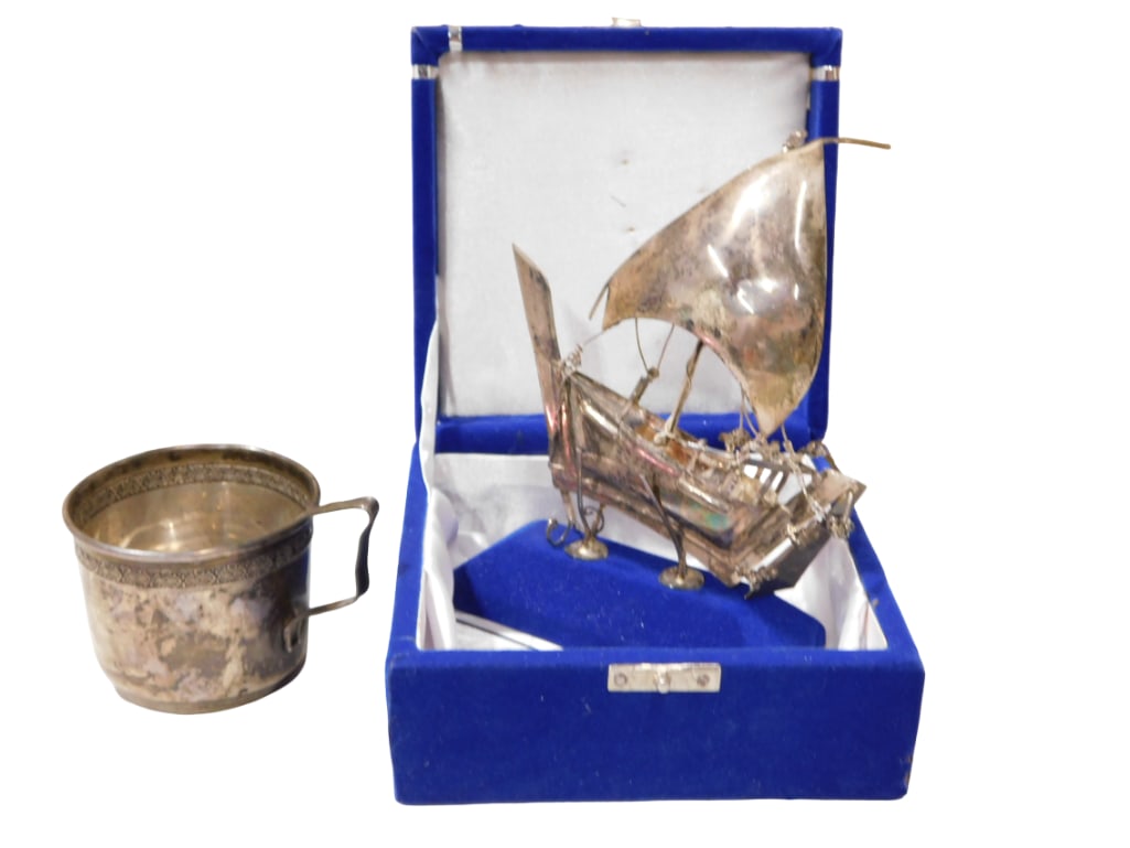 Sterling Silver Model Sailboat and Sterling Silver Cup (1 of 9)