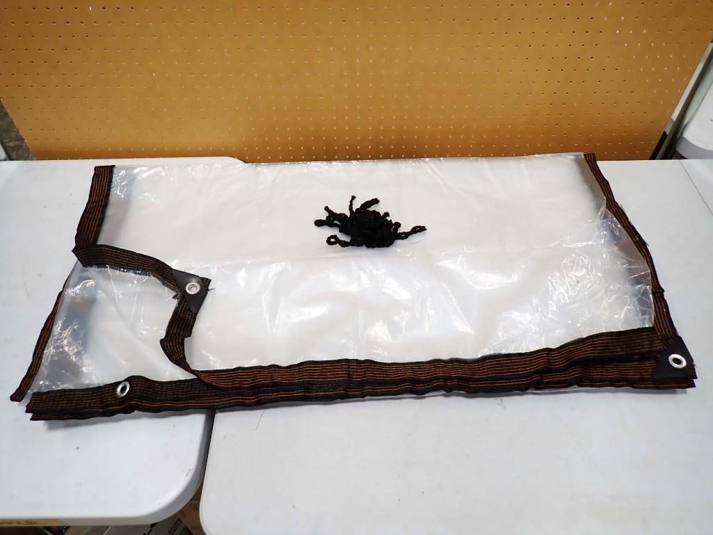 Large Clear Tarp with Reinforced Cloth and Grommets Boarder - measures roughly 13 feet by 10 feet (1 of 1)