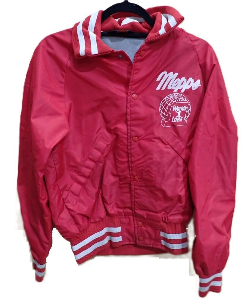 Vintage Mepps Lures Red Windbreaker Jacket Size 36-S-38: Vintage Mepps Lures Red Windbreaker Jacket Size 36-S-38 All pictures are considered part of the description and should be examined carefully by bidders. Live Auctioneers is now offering Live Shipping 