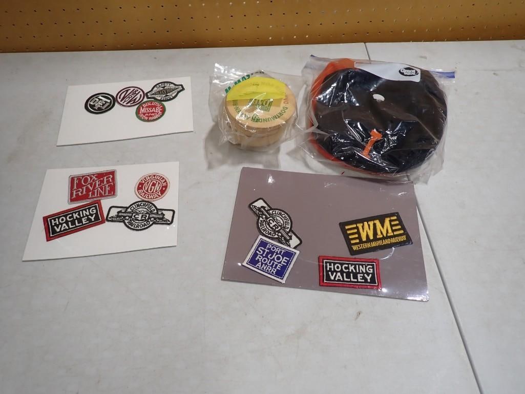 Lot of Railroad Embroidered Patches, 2 University of Illinois Fighting Illini Wool Newsboy Hats, etc (1 of 7)