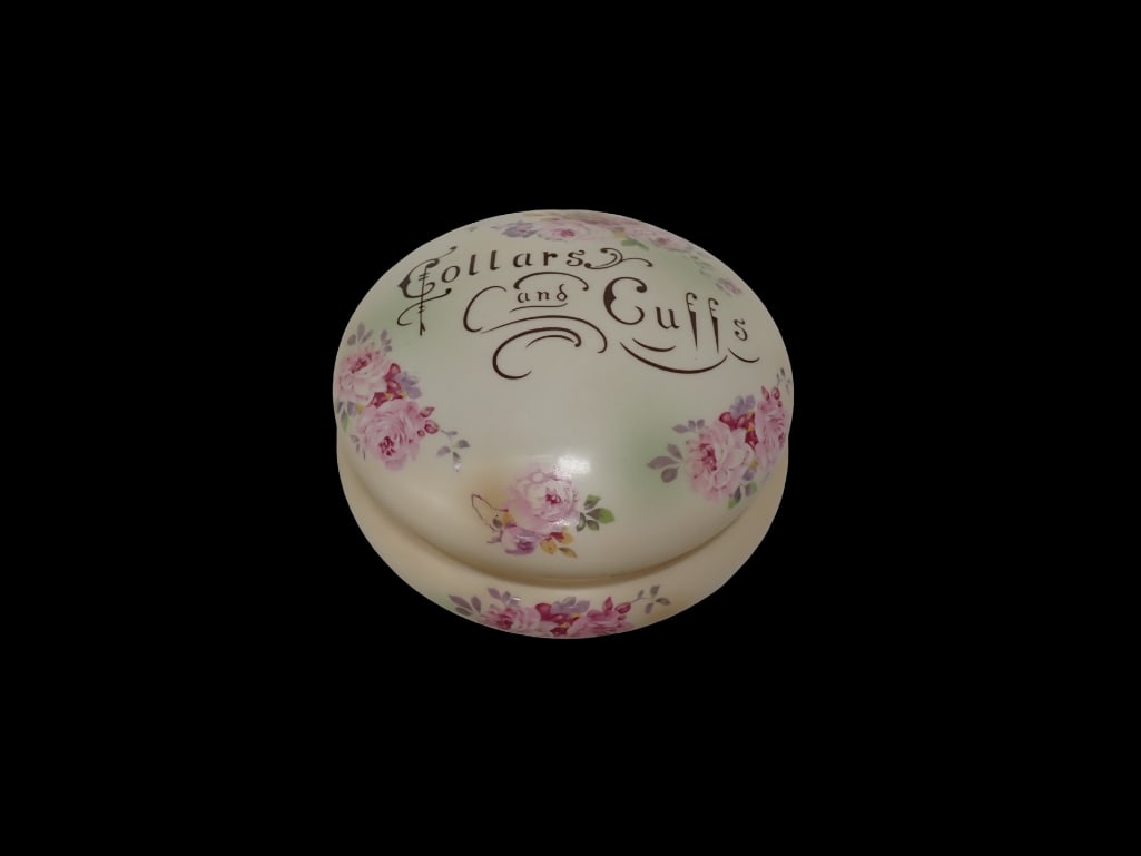 Antique Porcelain Collars and Cuffs Floral Dresser Box Jar Bowl with Lid (1 of 10)