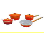 Set of 4 Vintage Le Creuset incl Dutch Oven, Skillet, Covered Pan or Pot, Covered Casserole Dish
