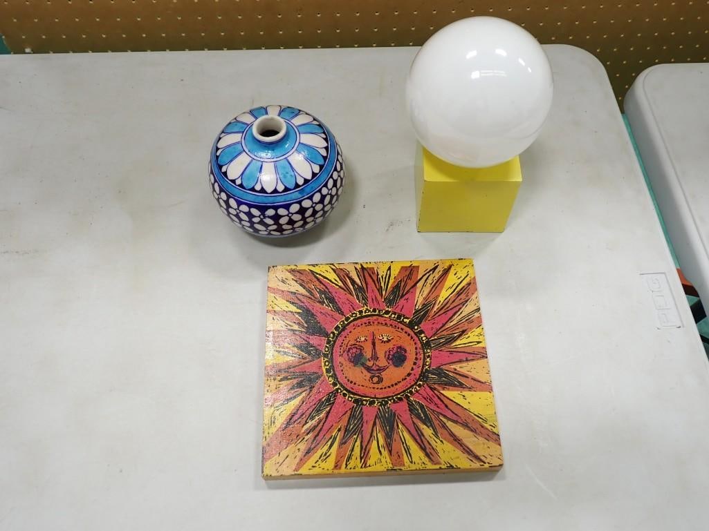 MCM Gilbert Light / Lamp and Tom Tru Wall Hanging and Ceramic Vase (1 of 9)