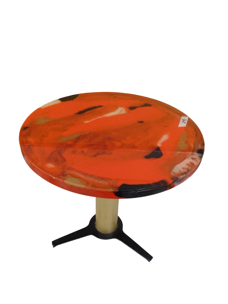 MCM Side Table Swirl Faux Marble Finish 18" in Diameter x 17" Tall (1 of 9)