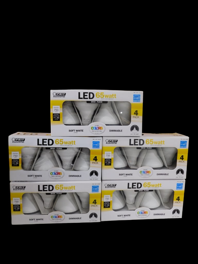 Lot of New LED 65 Watt Dimmable Bulbs Soft White 20 Bulbs Total BR 30 Flood: Lot of New LED 65 Watt Dimmable Bulbs Soft White 20 Bulbs Total BR 30 Flood. New in package All pictures are considered part of the description and should be examined carefully by bidders. Live 